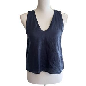 Moon River Anthropologie Womens Linen Open Back Top Sz S Beach Minimalist Travel